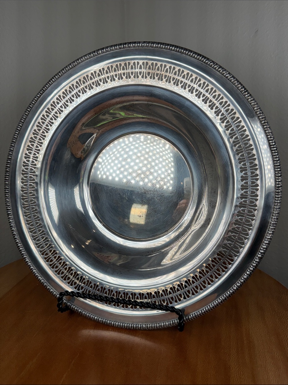 Vintage Wm Rogers 4335 Silver Plate Pierced Serving Dish Rope Edge Decor